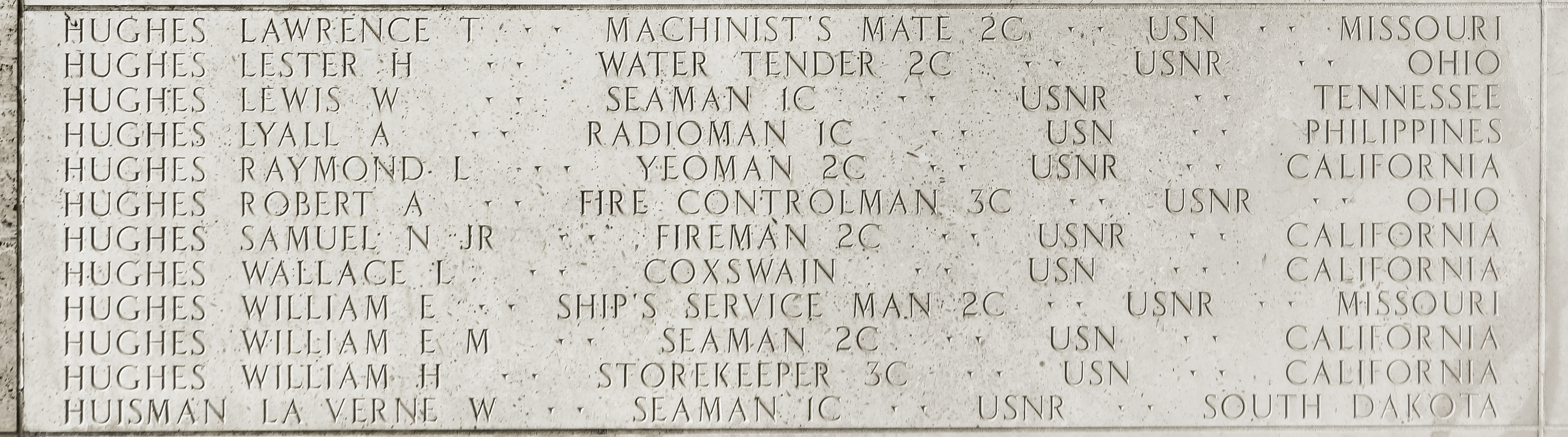 Raymond L. Hughes, Yeoman Second Class